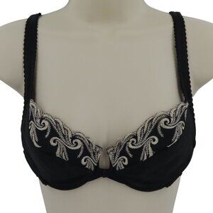 Victorias Secret 34B Bra Front Closure Underwire Lined Black Embroidered 1997